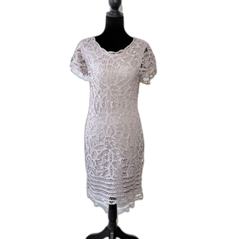 INC International Concepts Dress Crochet Sheath short sleeve lined sz 6 NWT